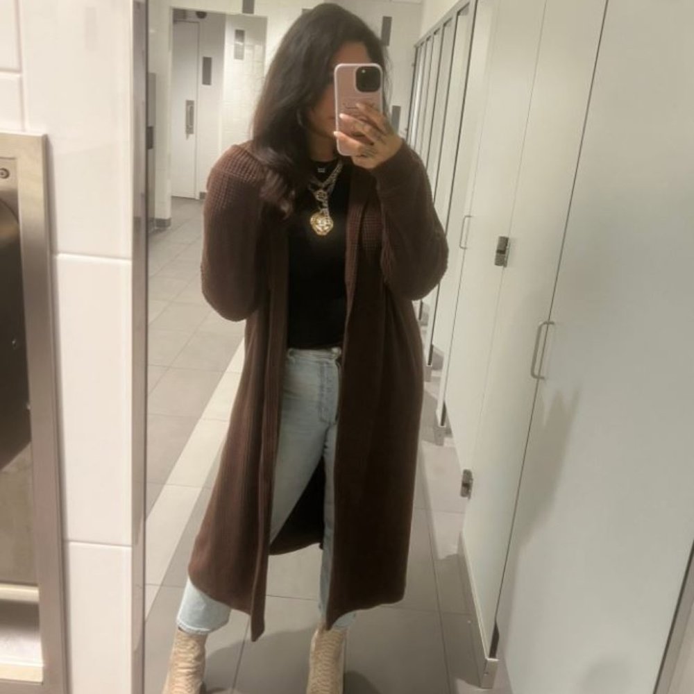 Chocolate Brown Woven Cardigan